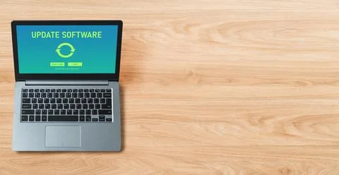 Software update on computer for modish version of device software Foto stock