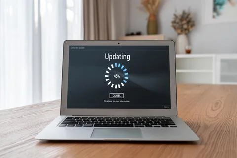 Software update on computer for modish version of device software Foto stock