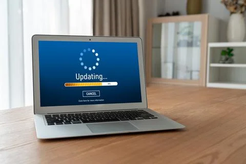 Software update on computer for modish version of device software 写真素材