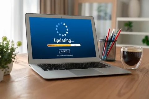 Software update on computer for modish version of device software 写真素材