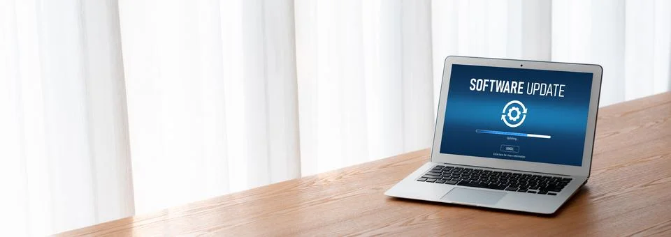 Software update on computer for modish version of device software 写真素材