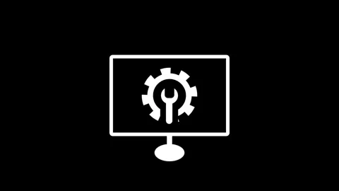 Software Update Computer Screen concept animation with Gears Video stock 260174562