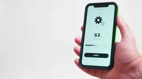 Software update downloading on smartphone screen. Installation completes with Видео 342940551