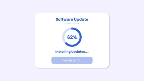 Software update interface with circular progress loader animation Stock-Footage 334767853