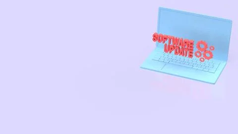Software Update Laptop For Modern Digital Maintenance 3d render. Stock Illustration