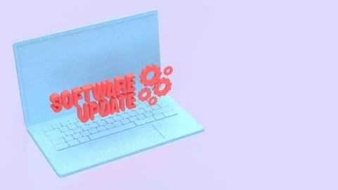 Software Update Laptop For Modern Digital Maintenance 3d render. Ilustración de archivo