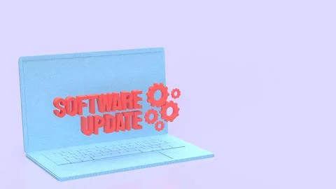 Software Update Laptop For Modern Digital Maintenance 3d render. Stock Illustration