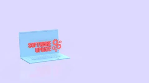 Software Update Laptop For Modern Digital Maintenance 3d render. Illustrazione stock