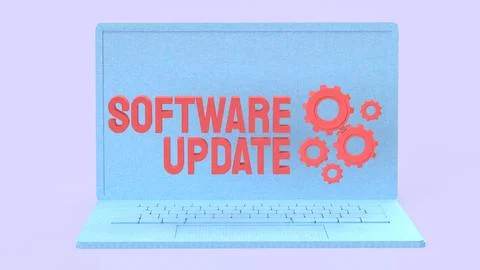 Software Update Laptop For Modern Digital Maintenance 3d render. Stock Illustration