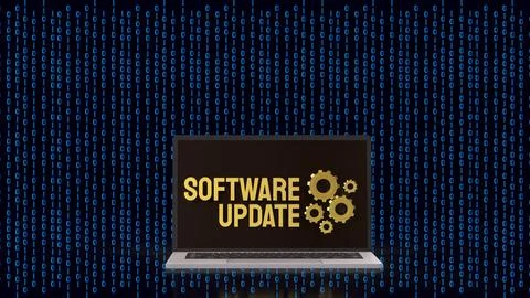 Software Update Laptop For Secure Digital System Upgrade 3d render. Ilustración de archivo
