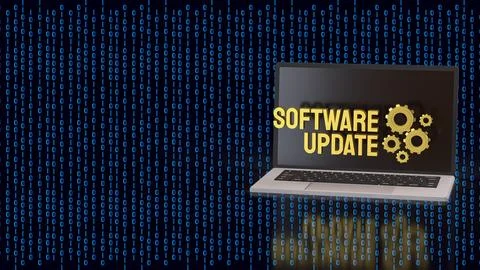 Software Update Laptop For Secure Digital System Upgrade 3d render. Stock Illustration