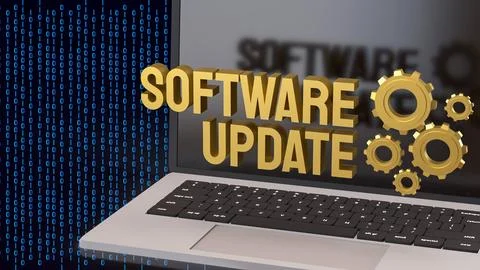 Software Update Laptop For Secure Digital System Upgrade 3d render. Stock Illustration