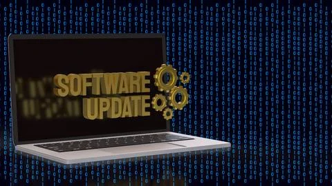 Software Update Laptop For Secure Digital System Upgrade 3d render. Stock Illustration