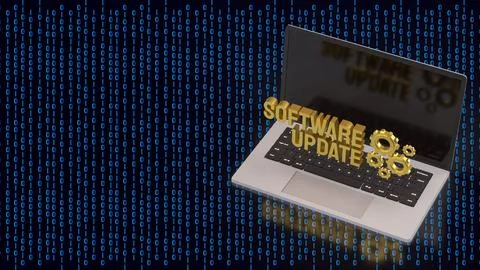 Software Update Laptop For Secure Digital System Upgrade 3d render. Stock Illustration