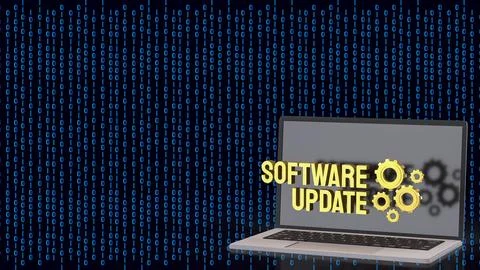 Software Update Laptop For Secure Digital System Upgrade 3d render. Stock Illustration
