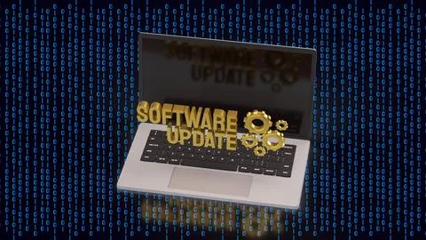 Software Update Laptop For Secure Digital System Upgrade 3d render. Stock Illustration