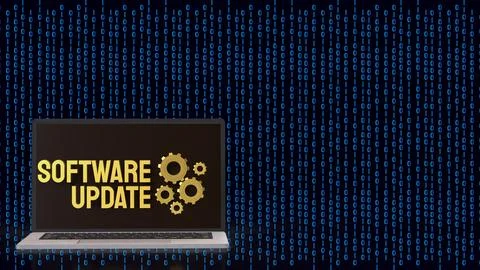 Software Update Laptop For Secure Digital System Upgrade 3d render. Ilustración de archivo