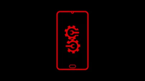 Software Update Mobile Screen concept animation with Gears Stock Footage 260174591