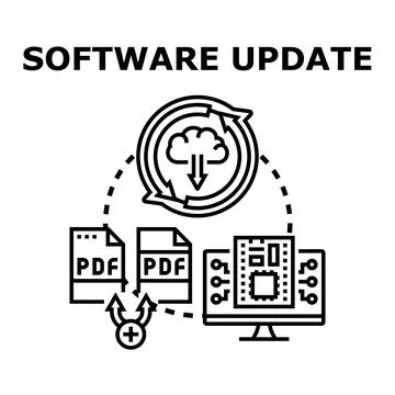 Software update process and data synchronization vector Stock Illustration