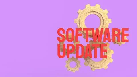 Software Update Process Concept With Gears And Technology System 3d render. Stock Illustration