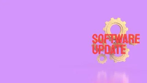 Software Update Process Concept With Gears And Technology System 3d render. Illustrazione stock