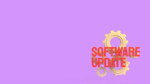 Software Update Process Concept With Gears And Technology System 3d render. Illustrazione stock