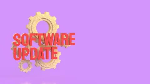 Software Update Process Concept With Gears And Technology System 3d render. Stock Illustration