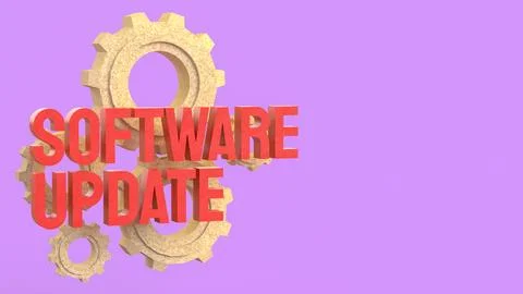 Software Update Process Concept With Gears And Technology System 3d render. Stock Illustration