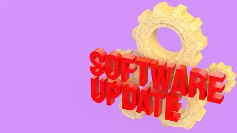 Software Update Process Concept With Gears And Technology System 3d render. Stock Illustration