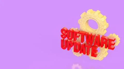 Software Update Process Concept With Gears And Technology System 3d render. Stock Illustration