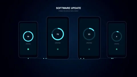 Software update process on mobile devices digital animation Vídeo Stock 347390871