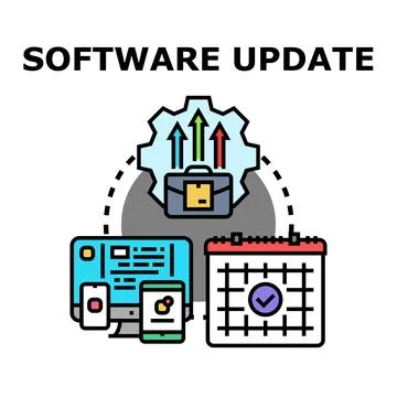 Software update process on multiple devices illustration Illustrazione stock