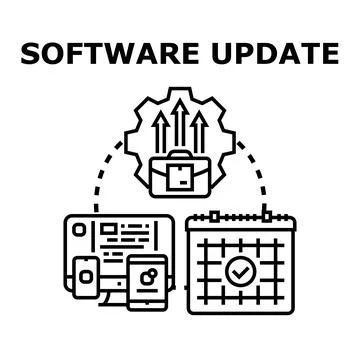 Software update process on multiple devices illustration Stock Illustration