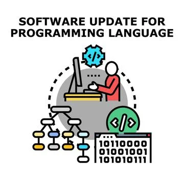 Software update for programming language development concept Stockillustratie