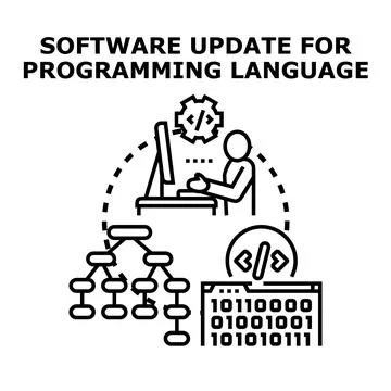 Software update for programming language development concept Stockillustratie