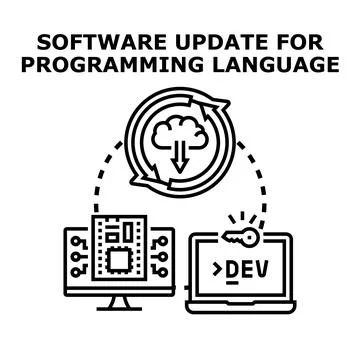 Software update for programming language development Illustrazione stock