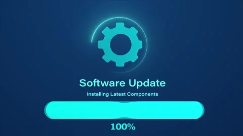 Software Update Progress Bar and Gear Icon Animation Stock Footage 345969663