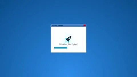 Software update progress bar loading on blue screen stock footage Vídeo Stock 346838527