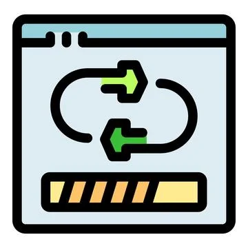 Software update progress bar with refresh arrows icon Illustrazione stock