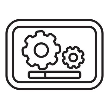Software update progress bar with rotating gears inside display Stock-Illustration