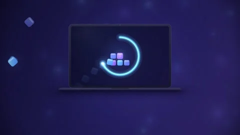 Software Update Progress Ring Installing on Laptop Screen Animation Stockbeeldmateriaal 348869746