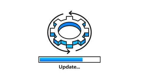 Software Update with Rotating Gear and Progress Bar on White and Green Screen Stock Footage 315027226