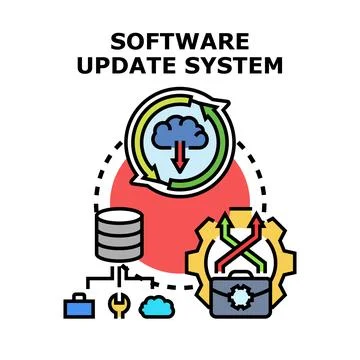 Software update system concept for cloud technology Illustrazione stock