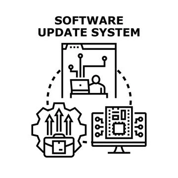Software update system development and process concept 库存插图