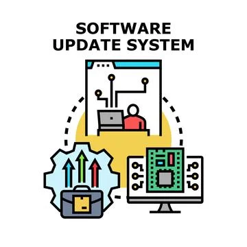 Software update system development and process concept 库存插图