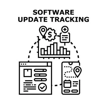 Software update tracking connecting web and mobile devices イラスト素材