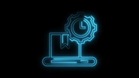 Software updates and maintenance neon style illustration featuring a gear with Stock Footage 322990768
