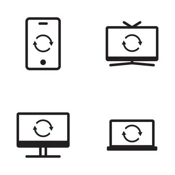 Software updates for phone, TV, computer and laptop. Simple icon isolated on Stock Illustration