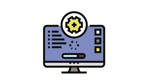 Software updates repair computer color icon animation Stock Footage 326106517
