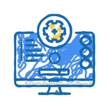 Software updates repair computer icon doodle illustration Stock Illustration